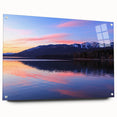 Acrylic print of a Montana landscape with lush greenery and mountain backdrop, ideal for dining room art.