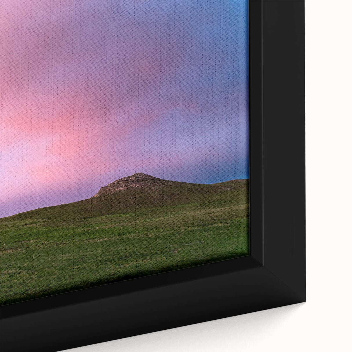 Extra large framed canvas featuring a textured depiction of a Nebraska landscape in black with colorful accents.