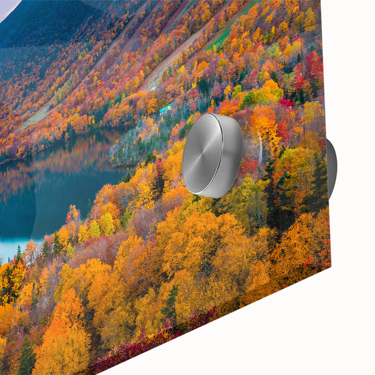 Large abstract wall art depicting New Hampshire scenery in muted earth tones on acrylic glass, suitable for dining room art.