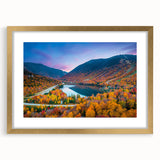 Extra large abstract art print depicting a textured New Hampshire landscape in muted earth tones, framed with a gold mat.
