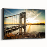 Black and white vintage poster art of a New Jersey landscape on framed canvas, ideal for bedroom decor.