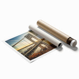 Rolled print of New Jersey scenery with soft floral elements in pastel colors, suitable for classy bathroom wall art.