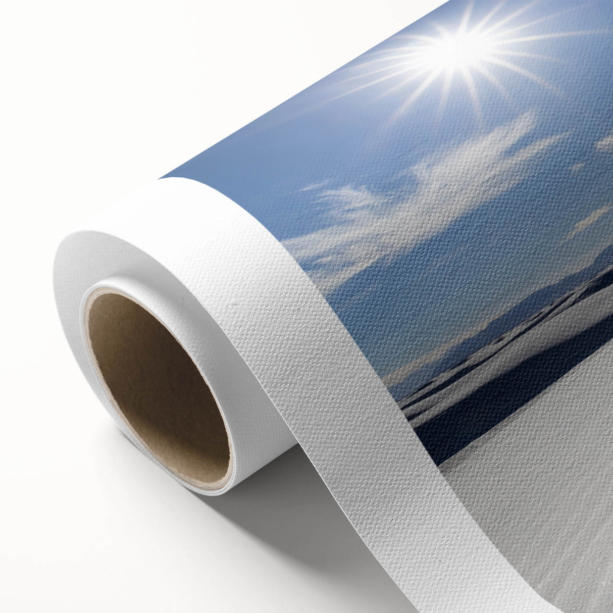 Art deco poster of White Sands, New Mexico on rolled canvas, using pastel shades, ideal for nursery wall art.