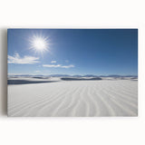 Black and white photograph of White Sands, New Mexico on stretched canvas, ideal for kitchen wall art.