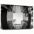 Acrylic print of Charlotte, North Carolina skyline in muted gray and blue tones, ideal for dining room art.