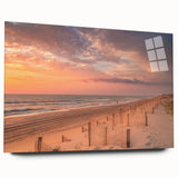 Acrylic print of the Outer Banks in North Carolina, featuring a large abstract landscape in muted blues and greens.