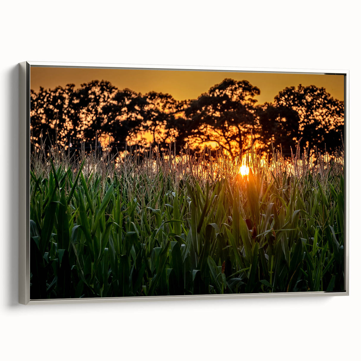 Framed canvas of a vintage-style Raleigh landscape in muted earth tones, ideal for office decor.