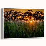 Vintage poster art of Raleigh, North Carolina skyline in colorful hues on a framed canvas, ideal for living room decor.