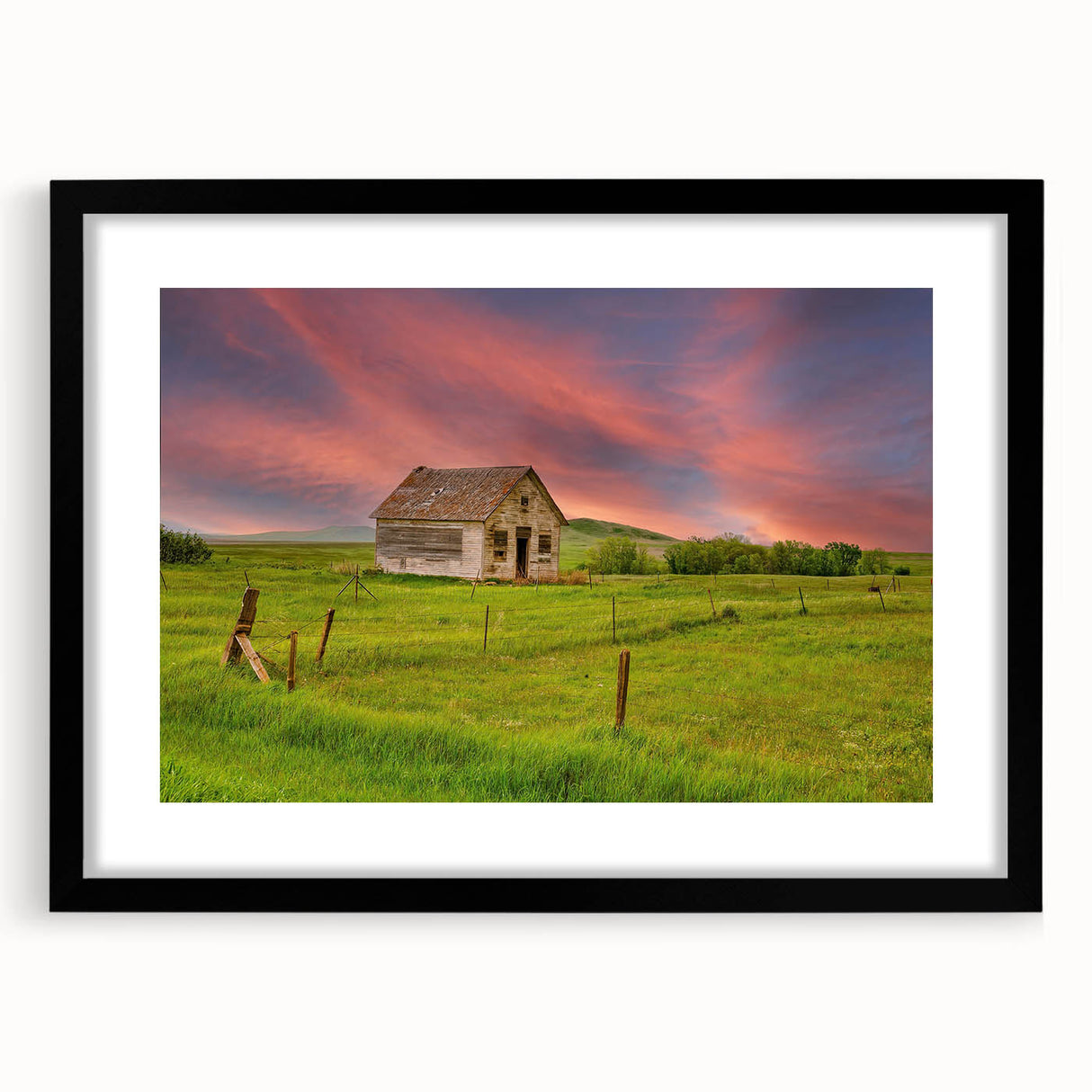 Extra large abstract art print of a colorful, textured North Dakota scenery on a framed canvas, ideal for living room decor.