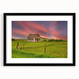Extra large abstract art print of a colorful, textured North Dakota scenery on a framed canvas, ideal for living room decor.