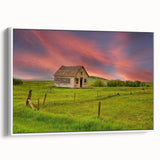 Vintage poster art of North Dakota scenery in muted earth tones on a large framed canvas, ideal for living room decor.