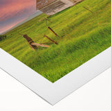 Art deco poster featuring a serene North Dakota landscape on rolled canvas, suitable for dining room wall art.