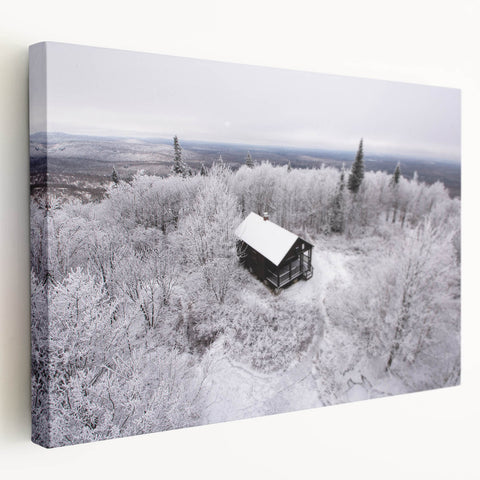 Large canvas print of Adirondack scenery in natural green and blue tones, suitable for kitchen wall art.
