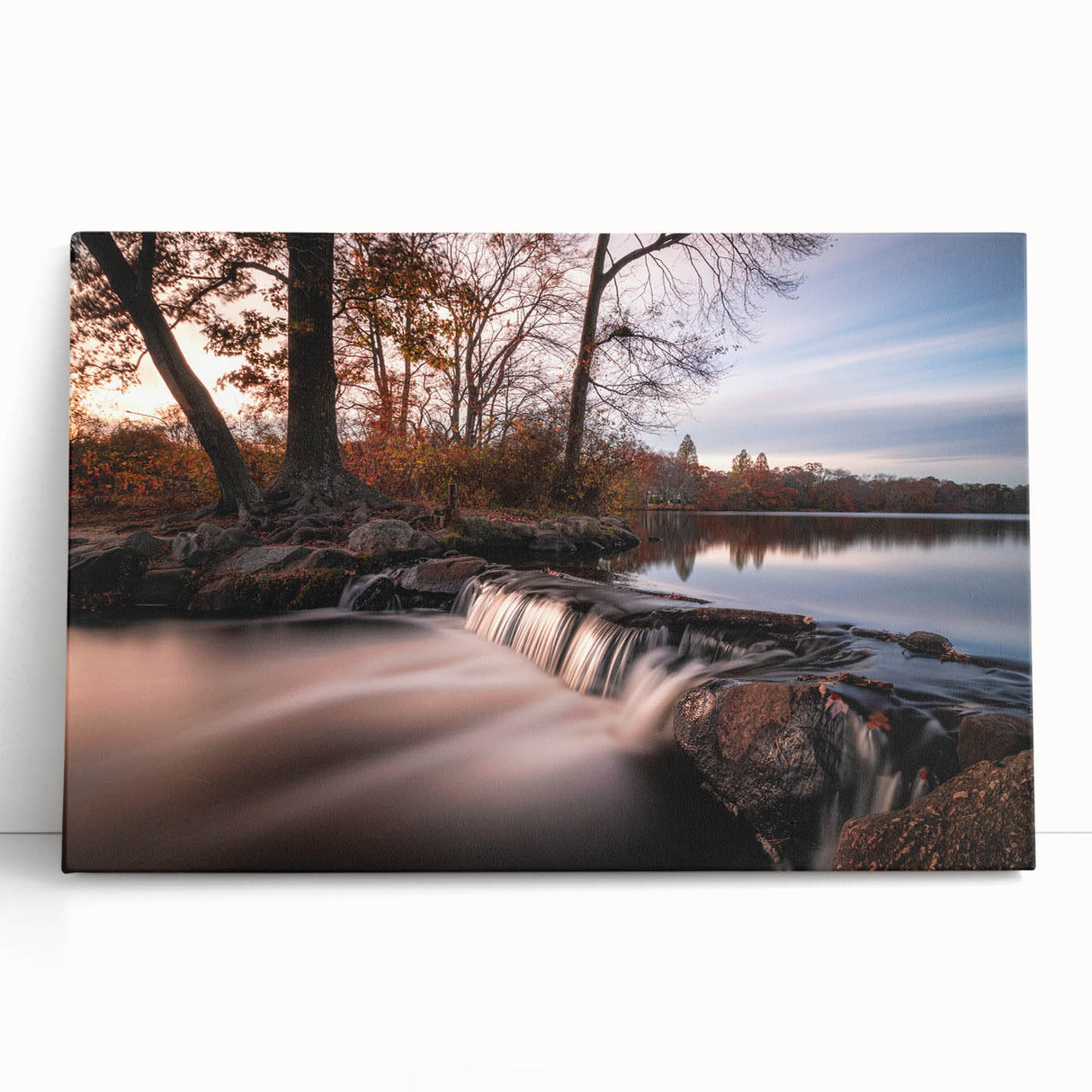 Black and white photograph of Long Island scenery on stretched canvas, ideal for kitchen wall art.