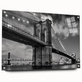 Acrylic print of the Brooklyn Bridge in muted gray tones, ideal for modern dining room decor.