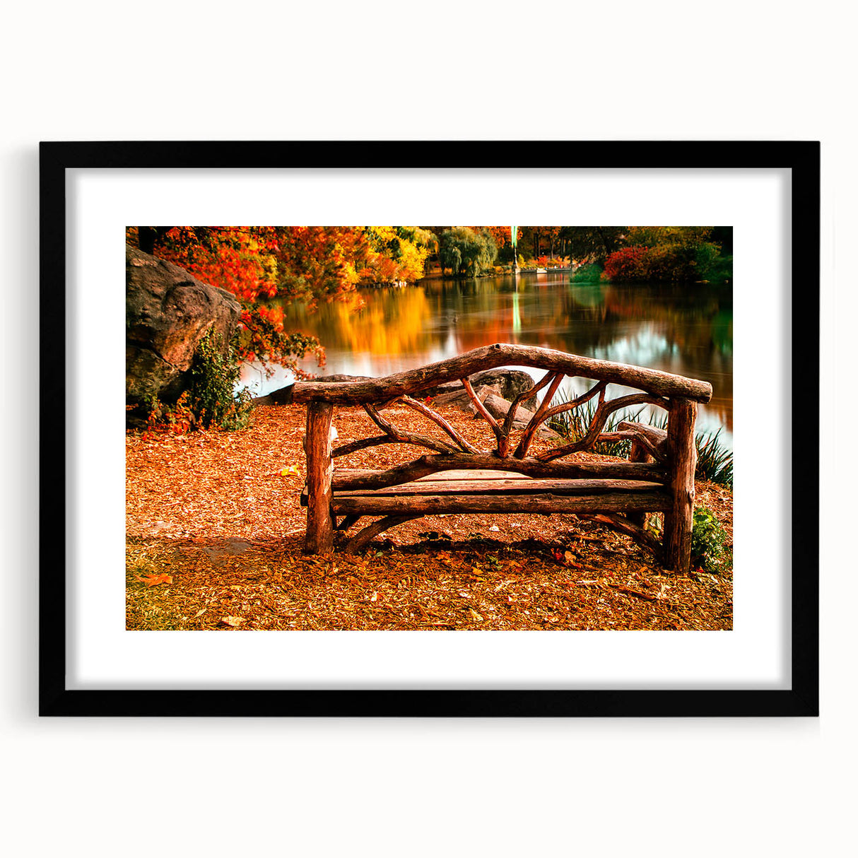 Extra large framed print of abstract colorful art depicting New York's Central Park, ideal for living room decor.