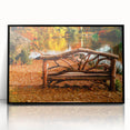 Large abstract wall art of NYC's Central Park in mid-century modernist style, framed in black acrylic.