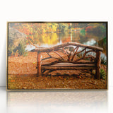 Acrylic print of Central Park in muted green and gold tones, framed in gold, ideal for modern art wall decor.