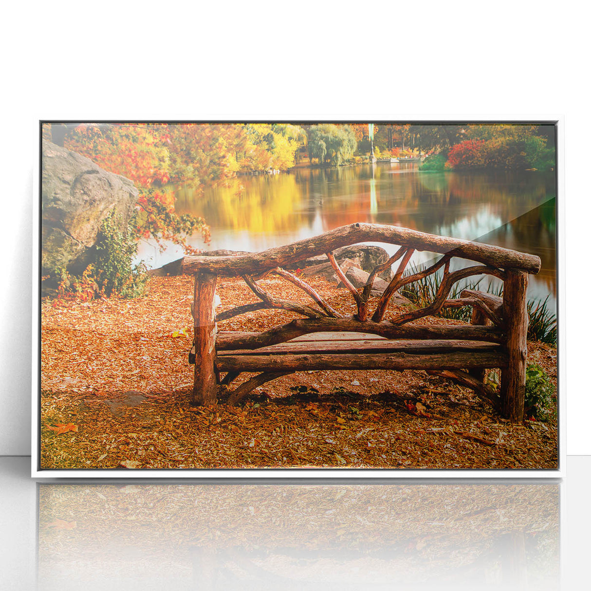Acrylic print of Central Park with vibrant green hues in an art deco style, ideal for modern art wall decor.