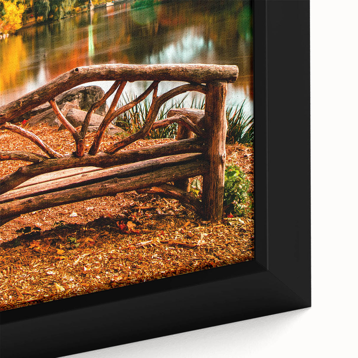 Extra large framed canvas of Central Park with textured black and colorful art, ideal for living room decor.