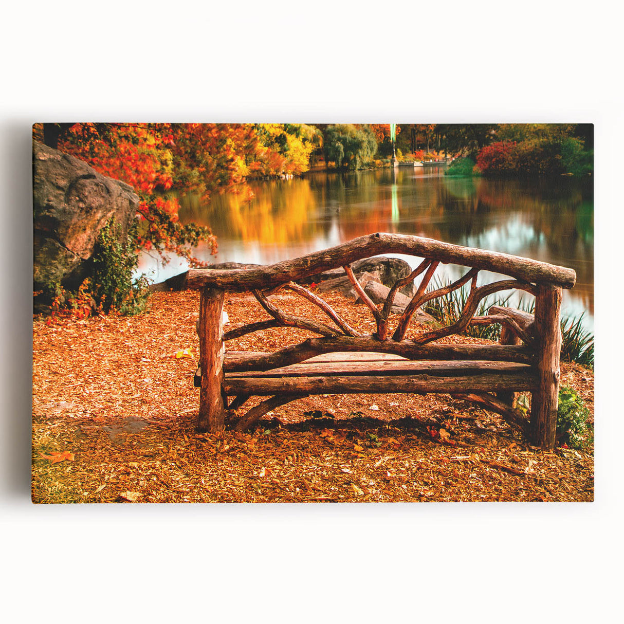 Black and white large art print of Central Park on stretched canvas, suitable for kitchen wall art.