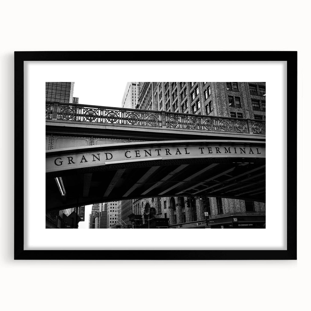 Abstract art print of NYC Grand Central in vibrant colors on a large framed canvas, ideal for living room decor.