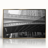 Acrylic print of New York's Grand Central in gold tones, framed, ideal for modern art wall decor.