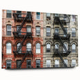 Acrylic print of Manhattan skyline with vibrant evening hues, ideal for dining room art.