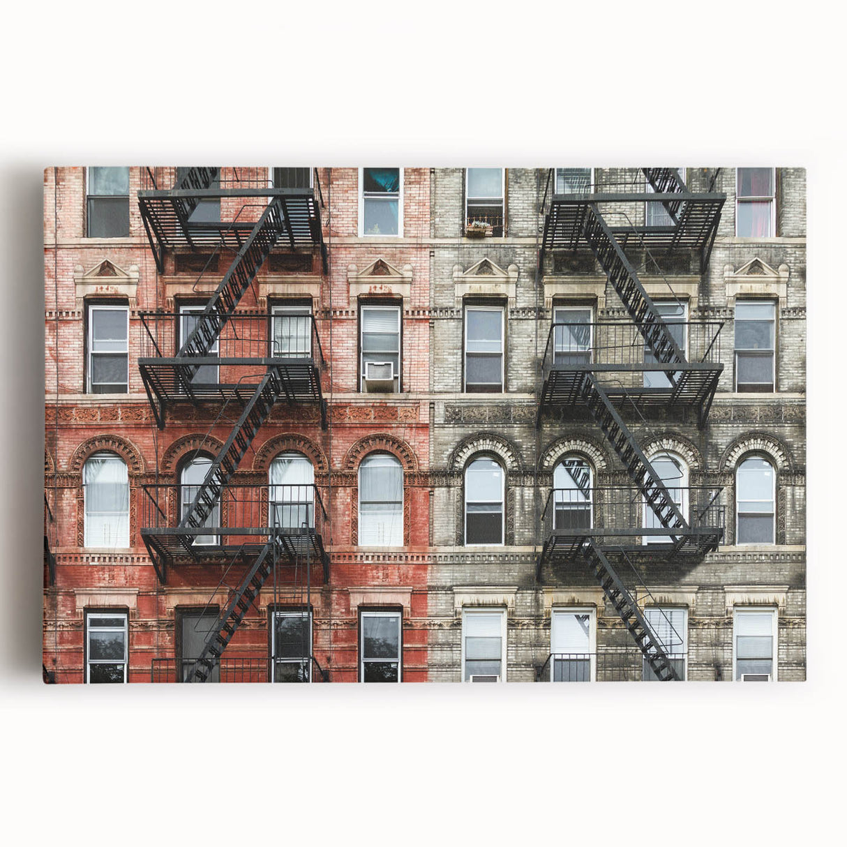 Black and white aerial view of Manhattan on large stretched canvas, ideal for kitchen wall art.