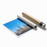 Extra large rolled print of the Statue of Liberty in muted green and blue shades, suitable for classy bathroom wall art.