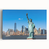 Black and white print of the Statue of Liberty on stretched canvas, ideal for kitchen wall art.