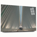 Acrylic print of New York City's skyline in muted gray tones, ideal for modern bedroom or dining room decor.