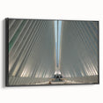 Black and white framed canvas of NYC skyline featuring the Trade Center, ideal for bedroom wall art.