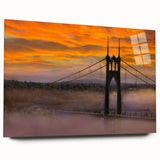 Acrylic print of a large abstract depiction of Portland, Oregon in muted gray and blue tones.