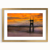 Extra large textured abstract art print of Portland, Oregon in gold frame, ideal for living room decor.