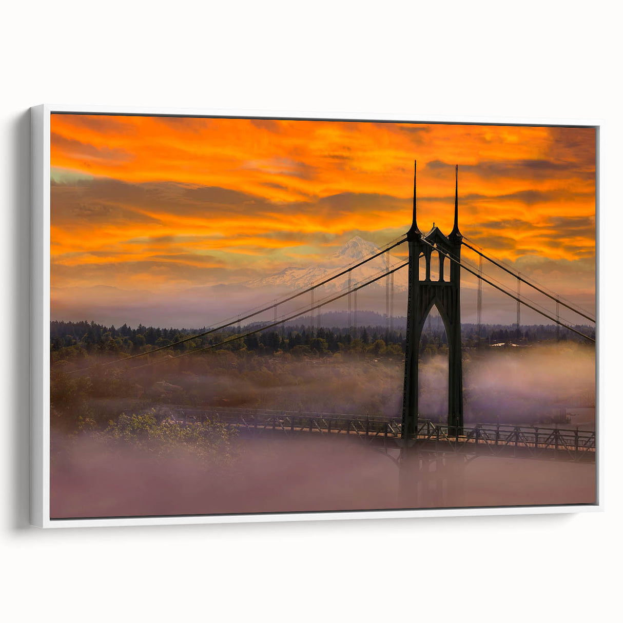 Vintage poster art of Portland, Oregon on a framed canvas, featuring colorful art in extra large size.