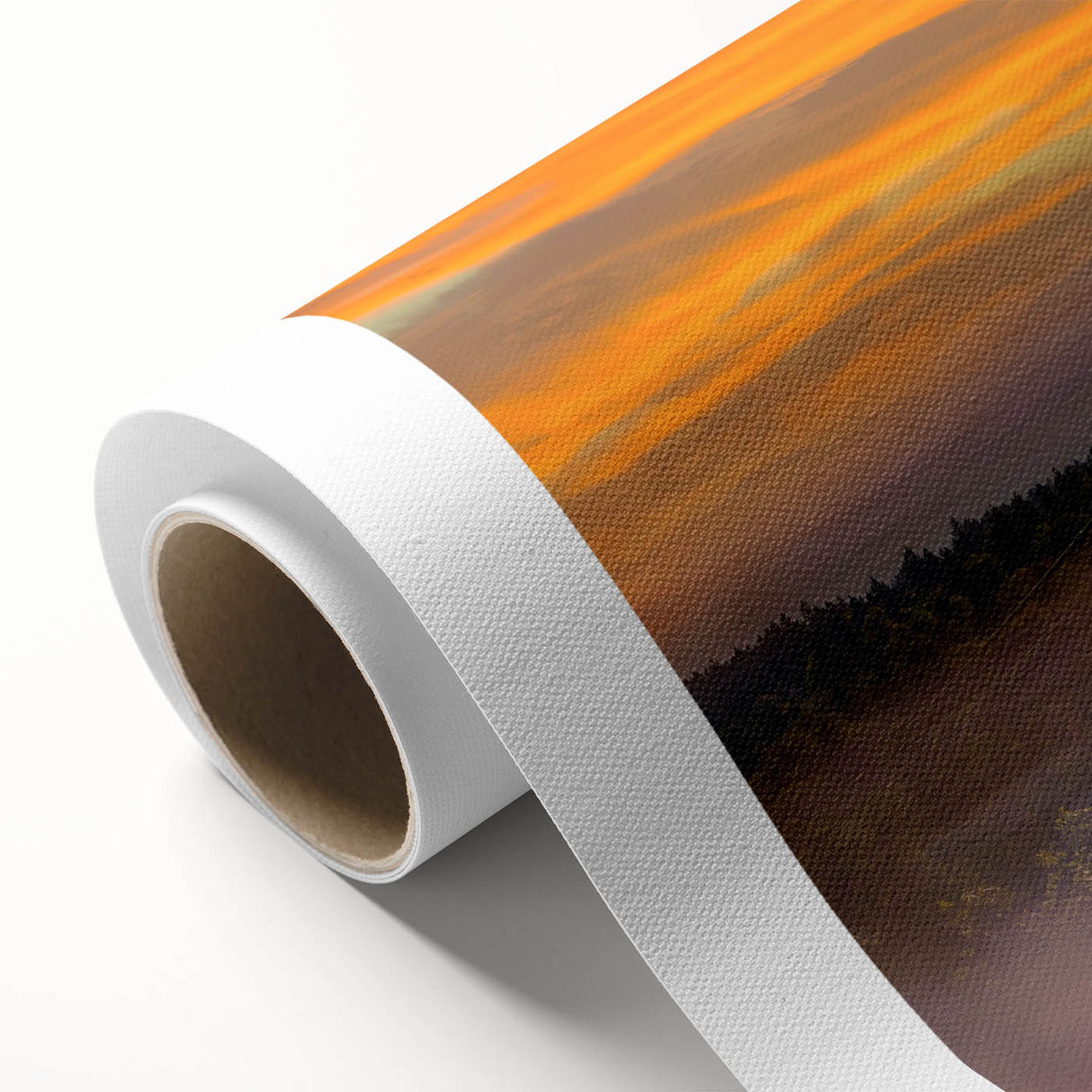 Art deco style Portland, Oregon skyline on a rolled canvas with muted earth tones, ideal for nursery wall art.