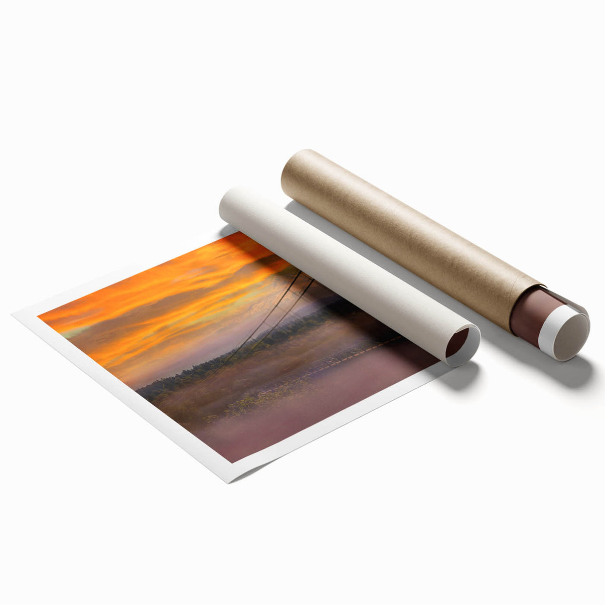 Extra large rolled print depicting vibrant floral scenery, ideal for classy bathroom wall art.