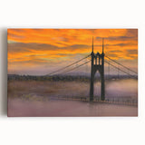 Black and white photograph of Portland skyline on large stretched canvas, suitable for kitchen wall art.