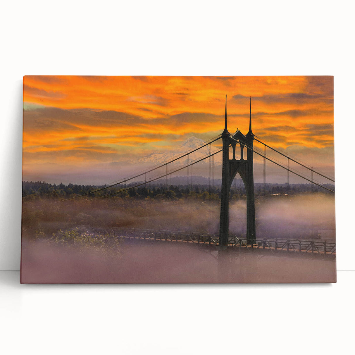 Large black and white stretched canvas of Portland, Oregon skyline, ideal for kitchen wall art or bedroom ambiance.