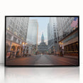 Large abstract wall art depicting the Philadelphia skyline in black and white tones on a framed acrylic panel.