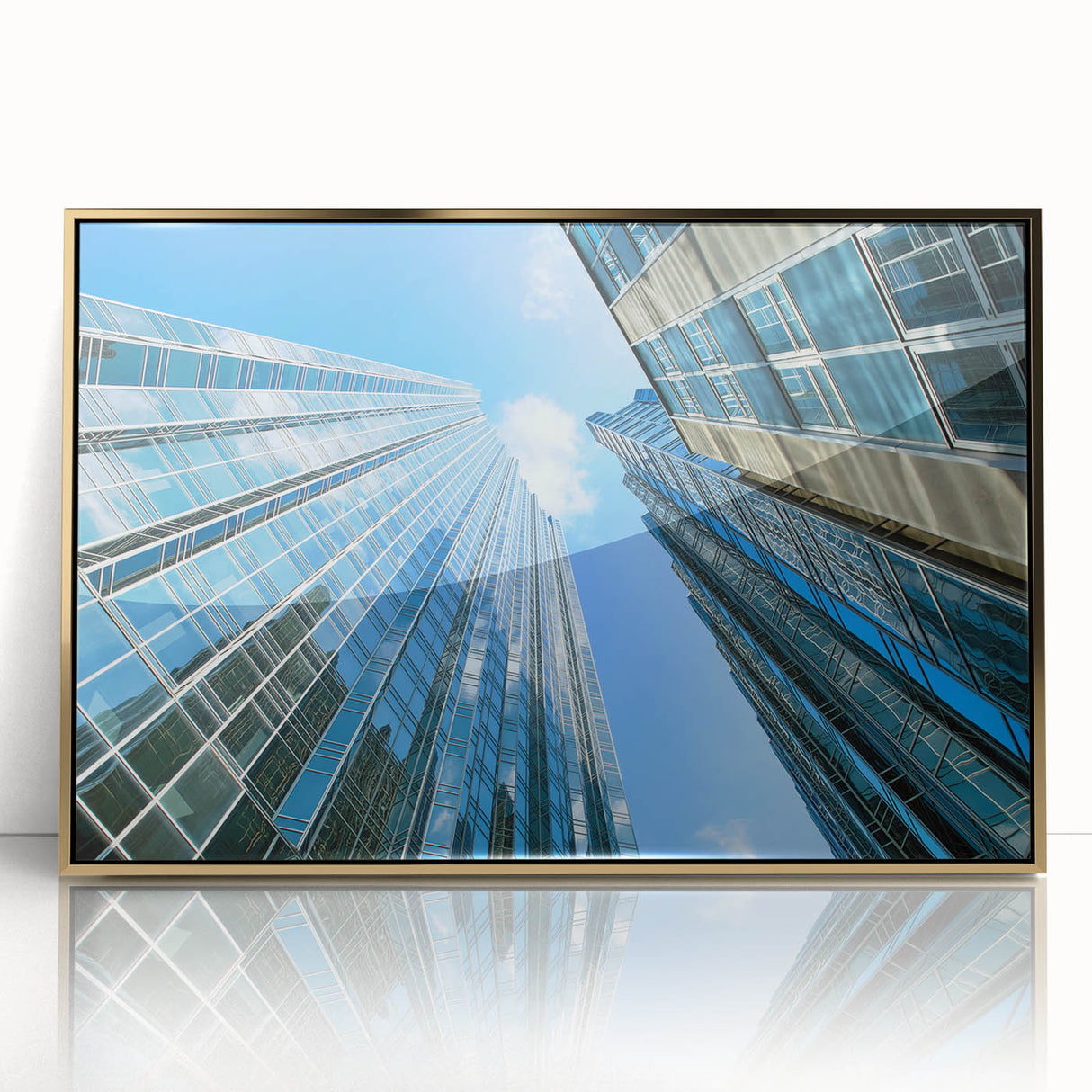 Framed acrylic print of Pittsburgh skyline in muted gold and gray tones, ideal for modern art wall decor.