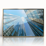 Framed acrylic print of Pittsburgh skyline in muted gold and gray tones, ideal for modern art wall decor.