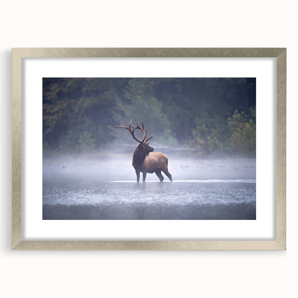Textured abstract art print of Pennsylvania scenery in muted earth tones on a framed silver mat, ideal for bedroom art.