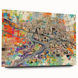 Large abstract wall art of Phoenix Valley in muted earth tones on acrylic glass, suitable for bedroom or dining room decor.