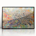 Large abstract wall art depicting Phoenix Valley in vibrant orange and blue tones on a framed acrylic canvas.