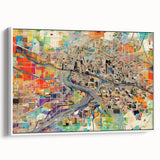 Vintage poster art of Phoenix Valley in colorful hues on extra large framed canvas, suitable for living room decor.