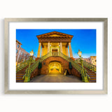 Textured abstract art print of Charleston scenery in muted earth tones on a framed silver mat, ideal for bedroom art.