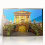 Acrylic print of Charleston, South Carolina scenery in gold frame, featuring mid-century modernist style.