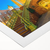 Art deco poster of Charleston, South Carolina, featuring muted pastel shades on rolled canvas.